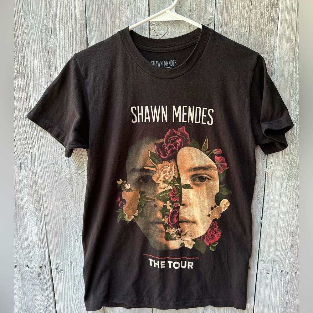 Shawn Mendes The‎ Tour Roses Print Promo Rap Songs T-Shirt Black Size S